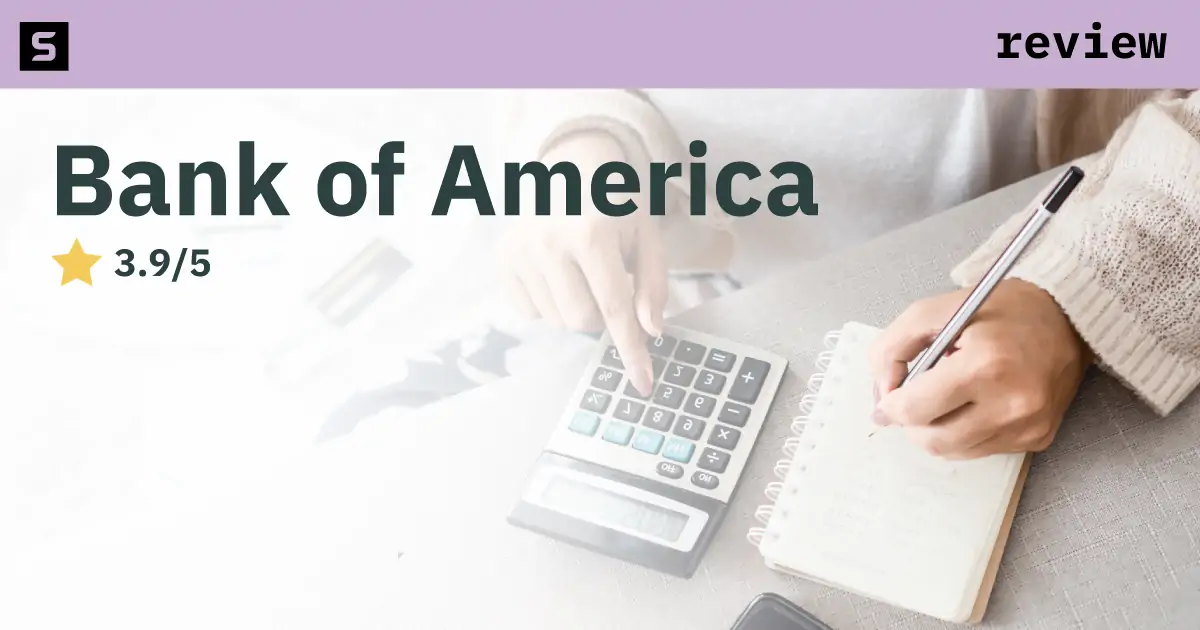 Businessman pointing at Bank of America logo.