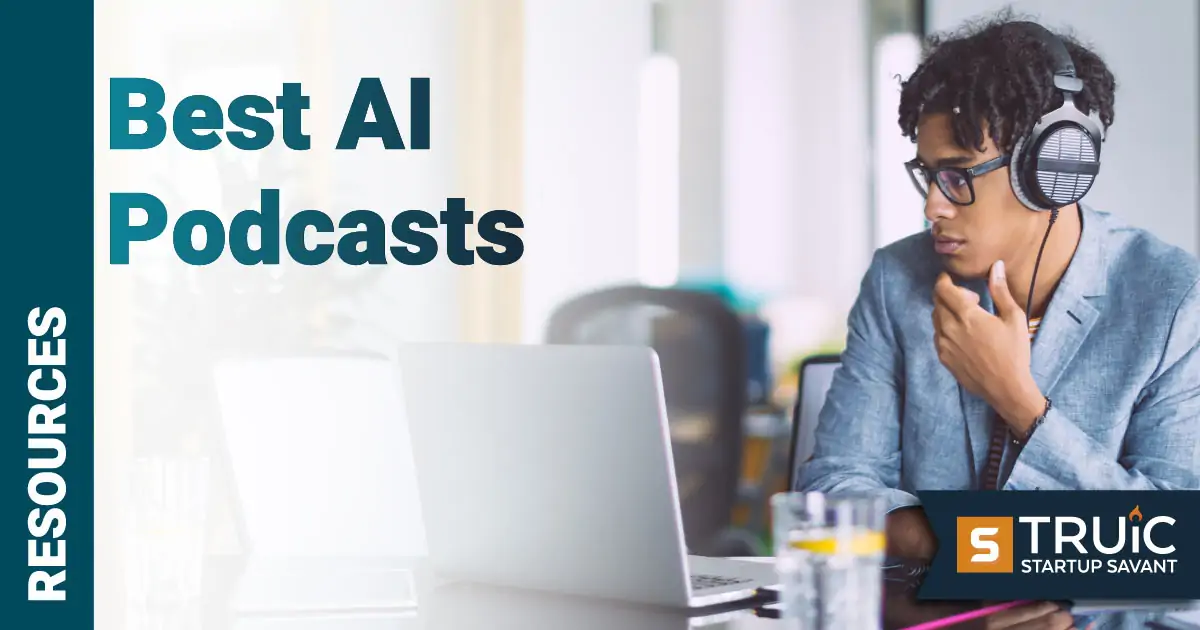 Man listening to AI podcast.
