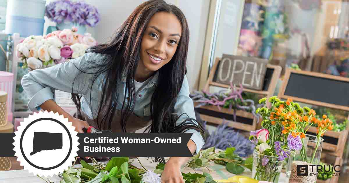 Woman business owner, and text that says, Certified Woman-Owned Business.