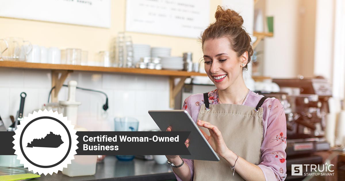 Woman business owner, and text that says, Certified Woman-Owned Business.