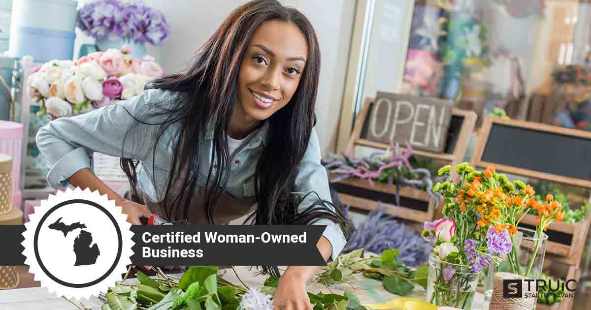 Woman business owner, and text that says, Certified Woman-Owned Business.