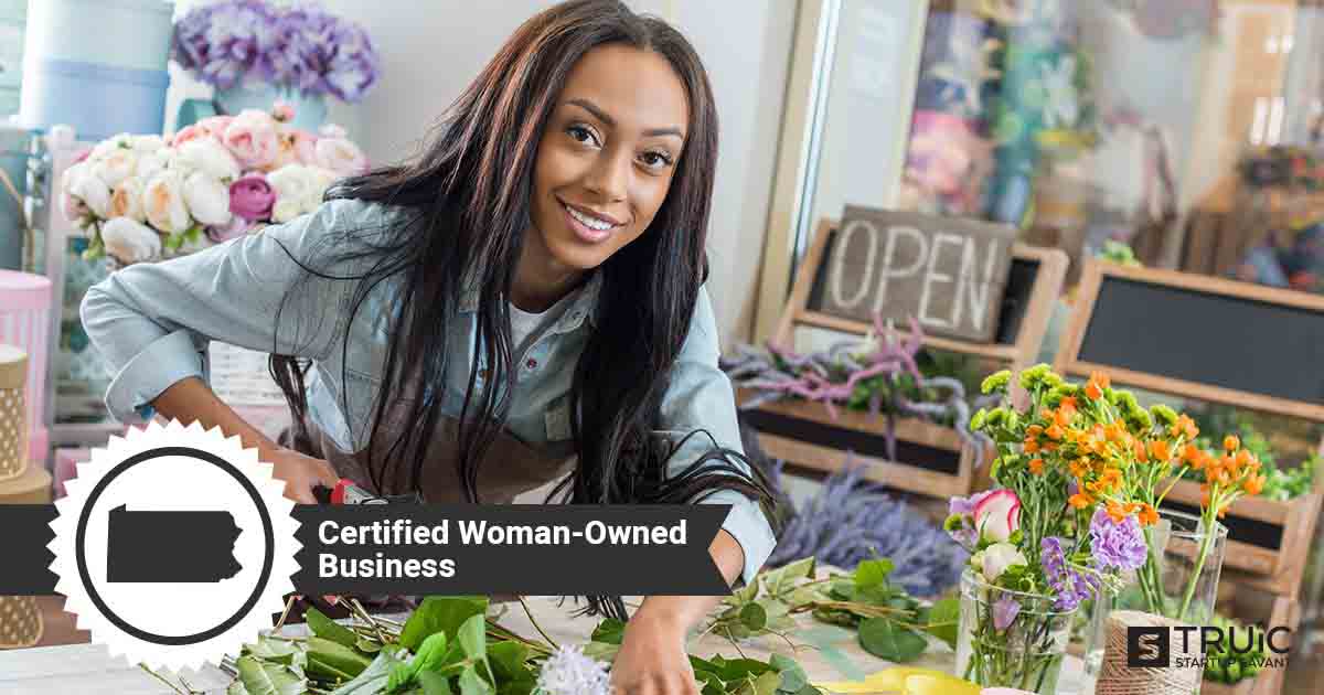 Woman business owner, and text that says, Certified Woman-Owned Business.