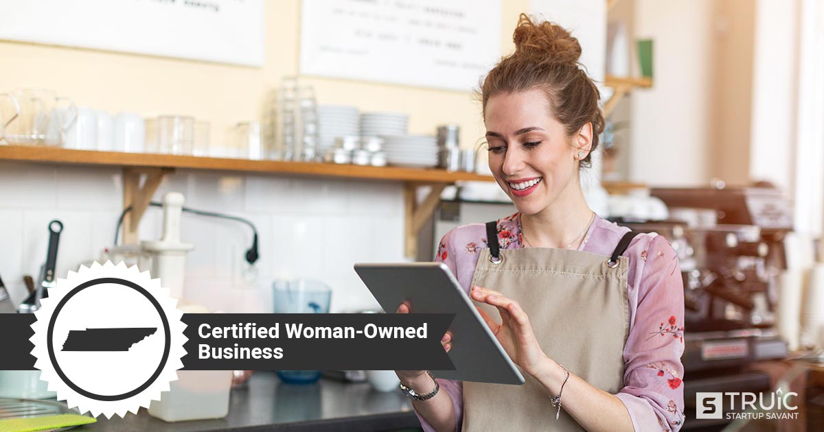 Woman business owner, and text that says, Certified Woman-Owned Business.