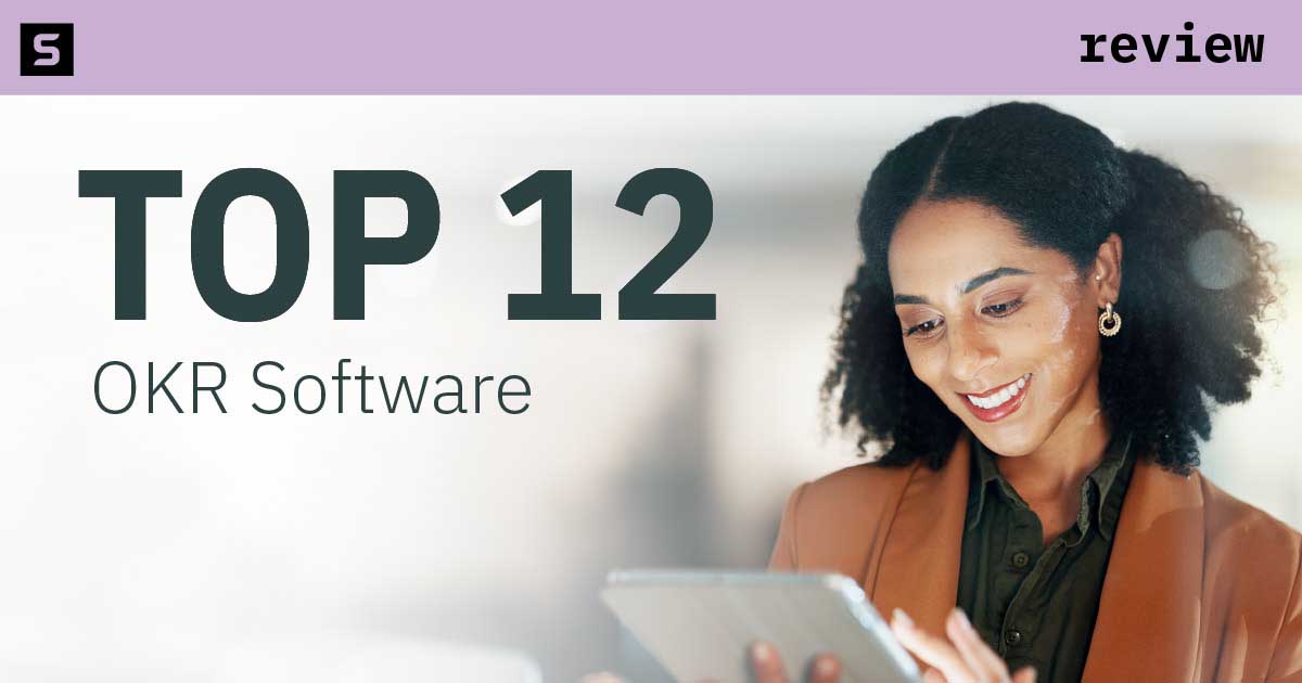 Woman looking at the top 12 OKR.