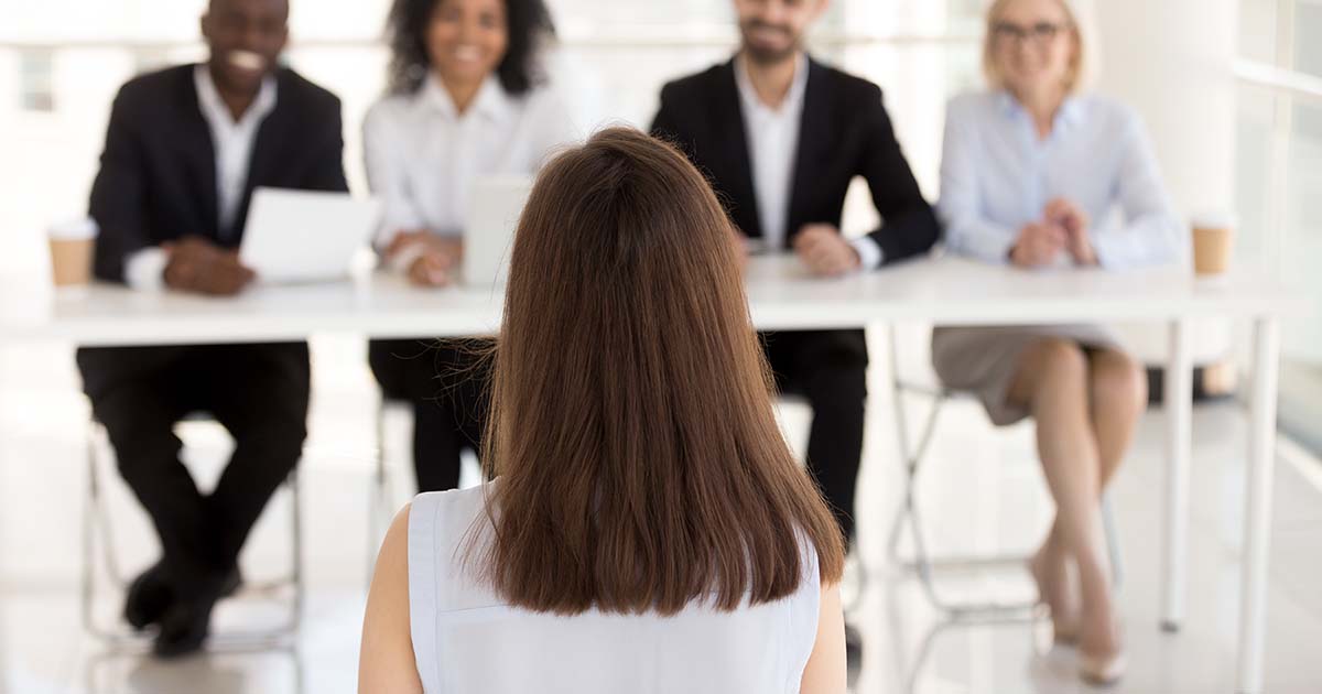Woman being interviewed.